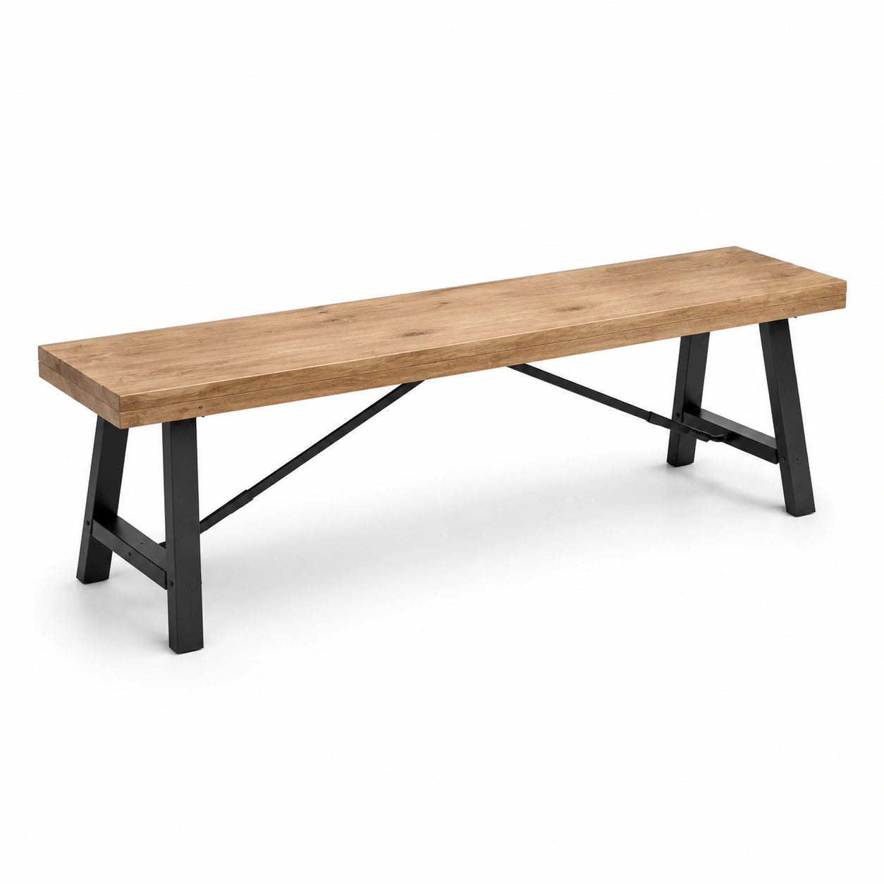 Holzbank aus Eiche und Metall 160 cm