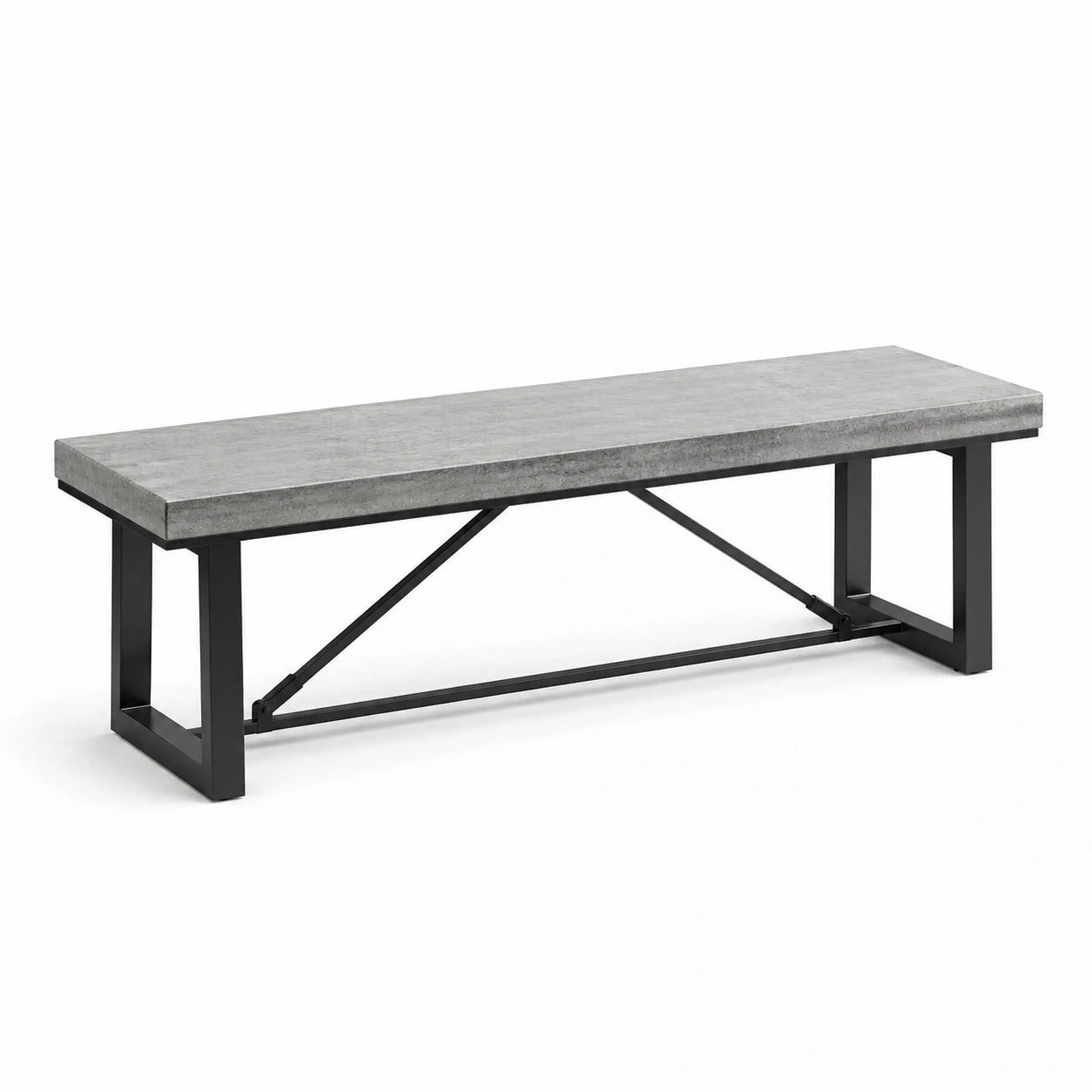 Bank mit Betonlaminat und Stahlrahmen Grau/Schwarz 140x35x45 cm