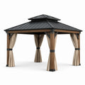 Pavillon mit Aluminiumrahmen und Stahlblechdach in Schwarz/Braun