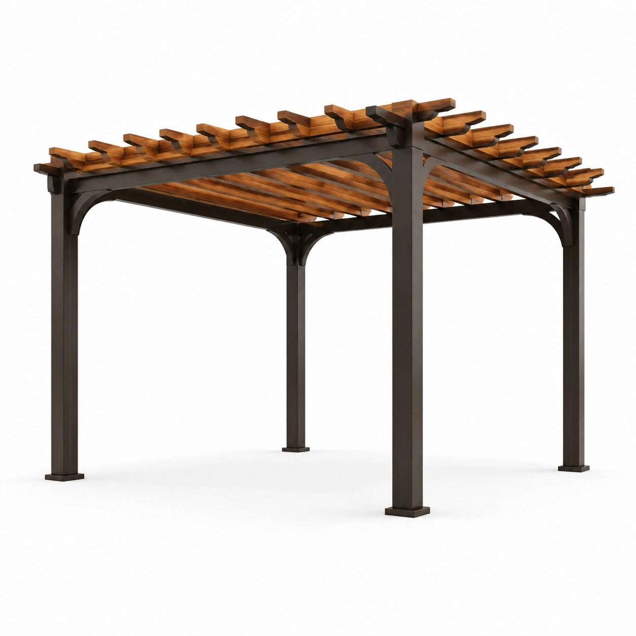 Pergola aus Aluminium mit Lärchenholz Braun 300x300x250cm