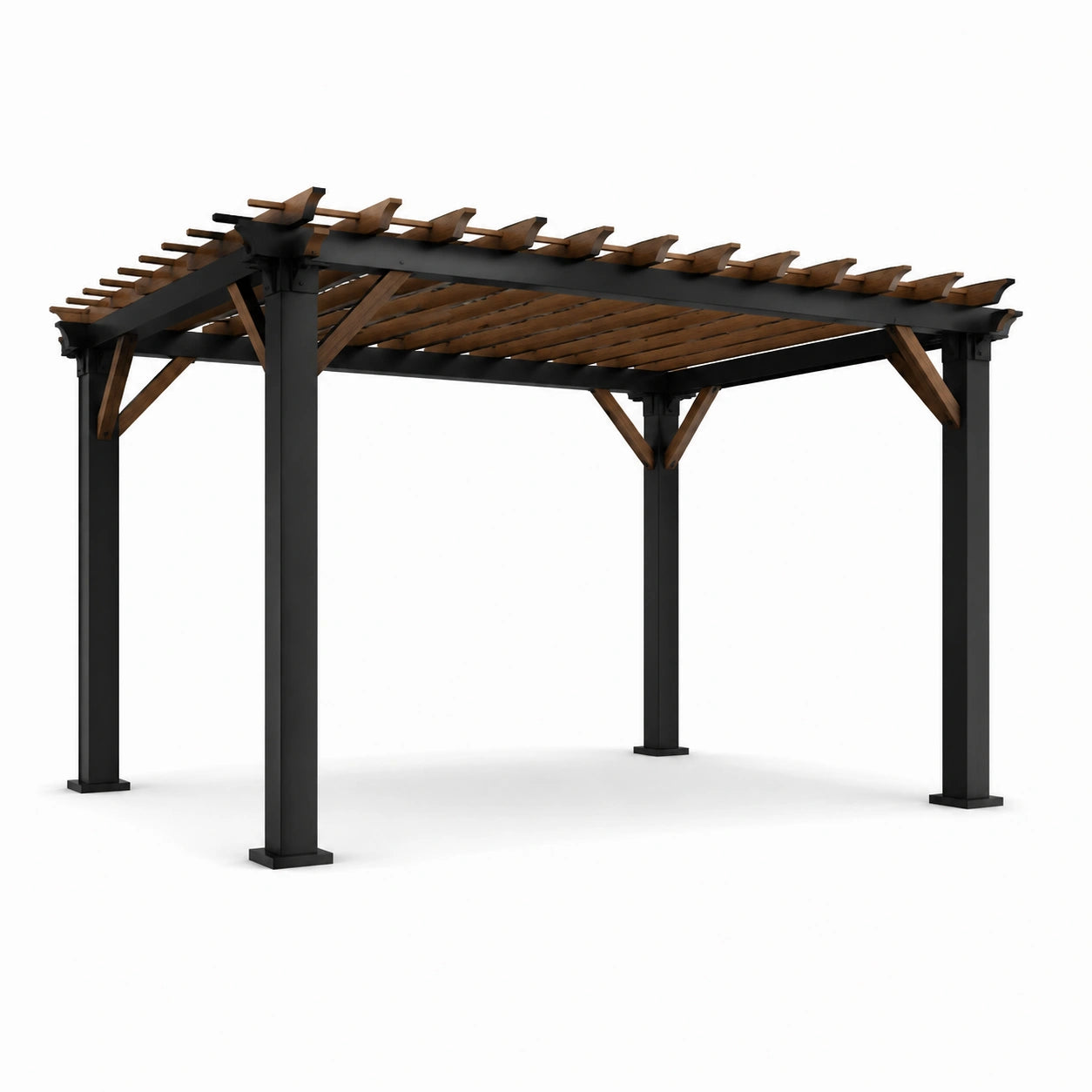 Aluminium und Hartholz Pergola in Schwarz/Braun 300x300x250 cm