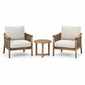 Set aus Teakholz-Sesseln und Tisch Rund Beige