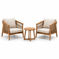 Holz Gartenmöbel-Set mit 2 Sesseln und Tisch, Beige/Teak
