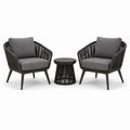 3-teiliges Bistro-Set mit Aluminium und Seilbespannung
