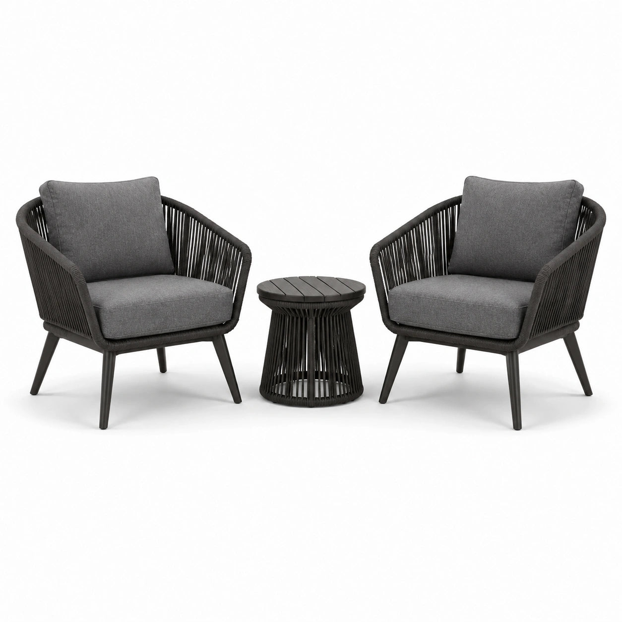3-teiliges Bistro-Set mit Aluminium und Seilbespannung