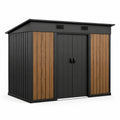 Gartenhaus aus Metall und Holz Schwarz/Braun 210x130x180 cm