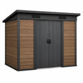 Kunststoff-Gartenhaus mit Holzoptik und Stahlrahmen 200x150x210 cm Braun/Anthrazit