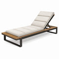 Gartenliege Aluminium Teak Leinen Verstellbar Beige