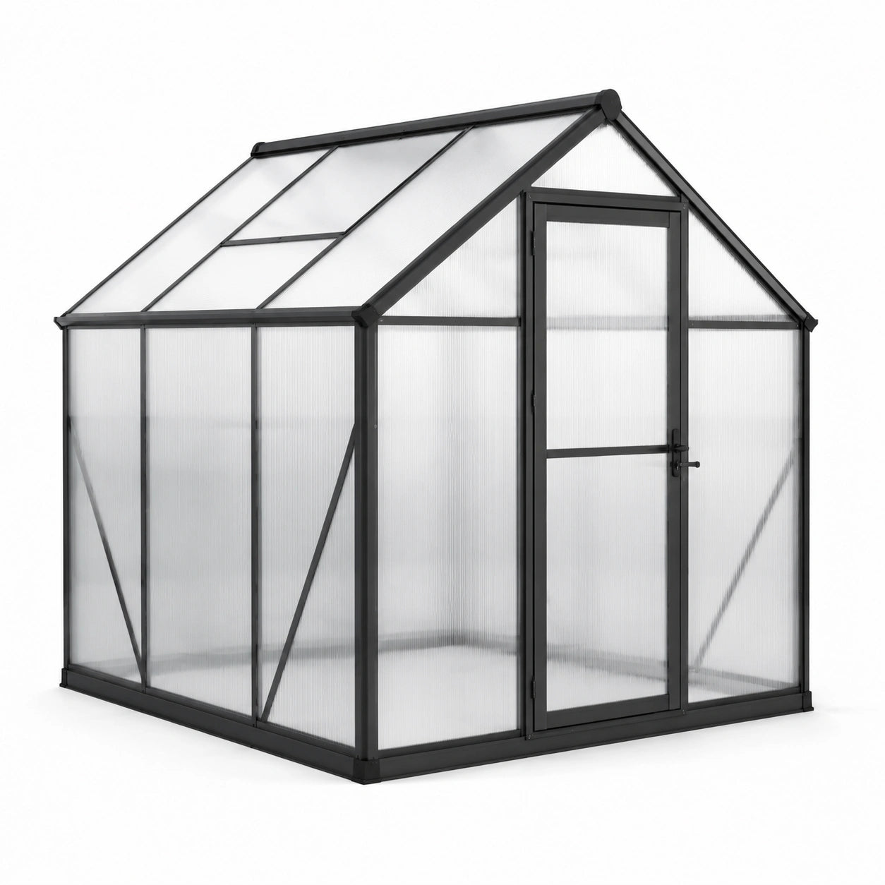 Gewächshaus Aluminiumrahmen Polykarbonatplatten 190x185x195 cm Transparent
