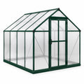 Aluminium Gewächshaus mit Polycarbonat-Dach in Grün 250x185x195 cm