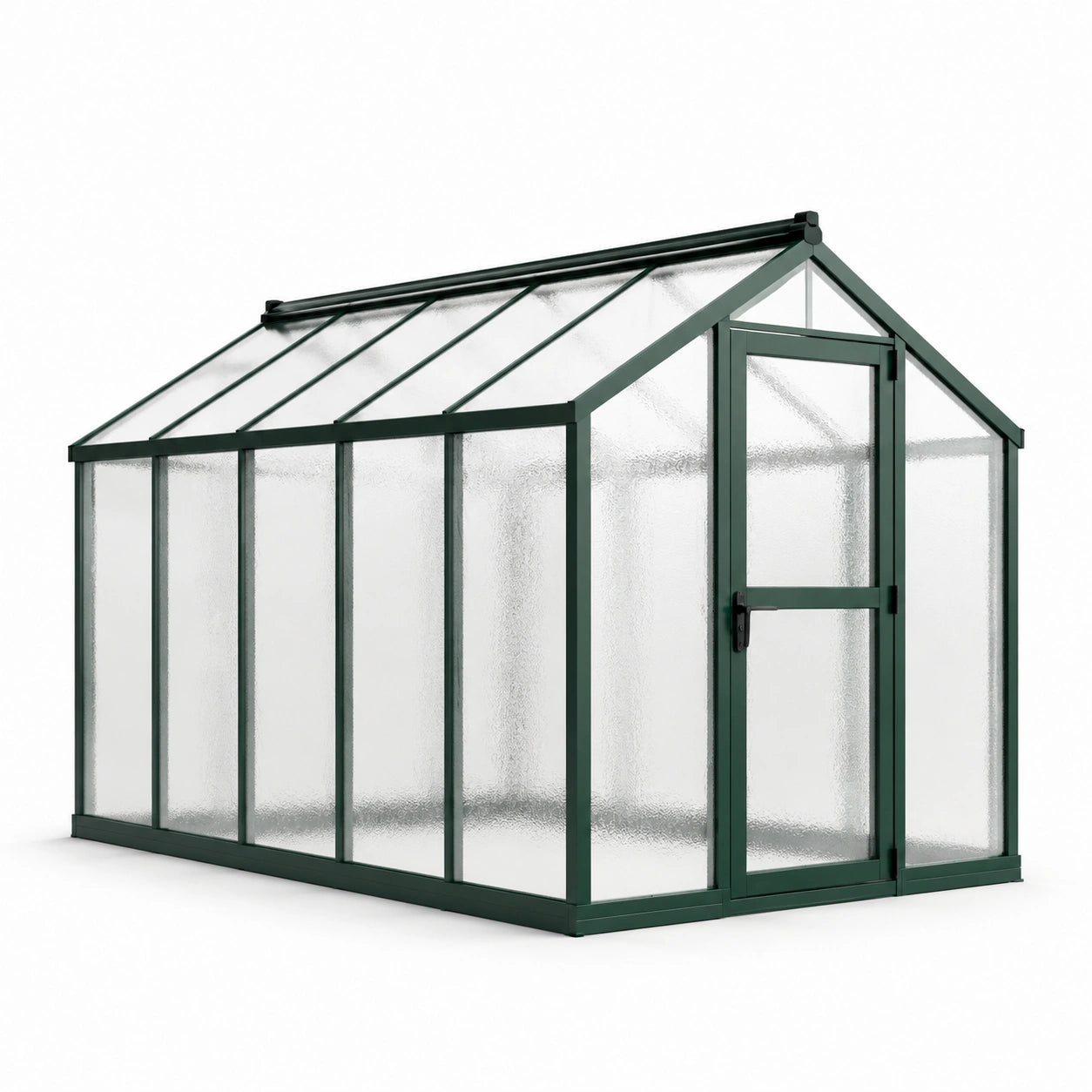 Aluminium Gewächshaus mit Polycarbonat Doppelstegplatten, Grün, 250 cm x 190 cm x 195 cm