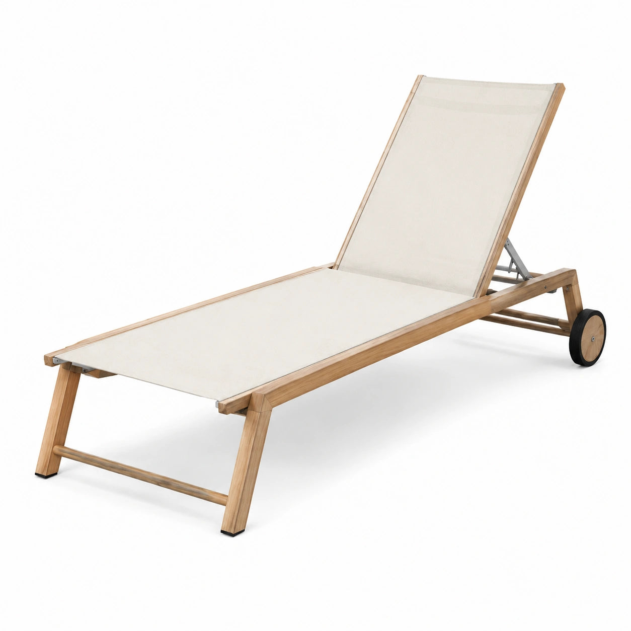 Leżak ogrodowy z drewna teak beżowy 200x70 cm