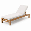 Leżak ogrodowy drewno teak poliester biały 200x70x35 cm