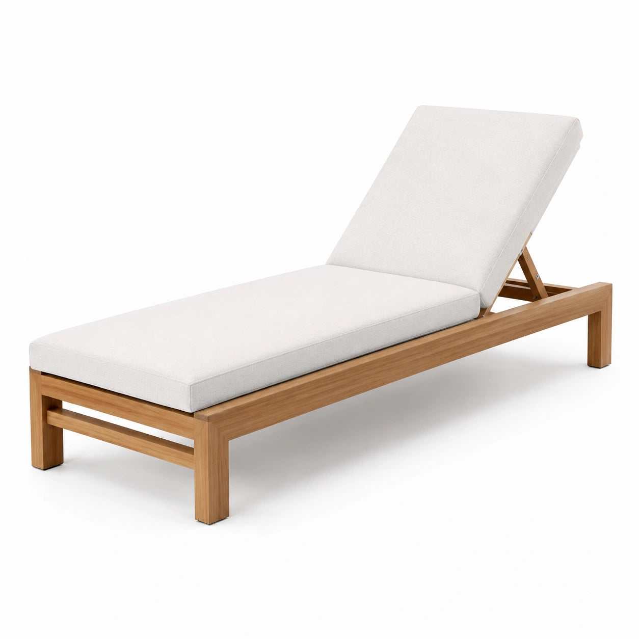 Leżak ogrodowy drewno teak poliester biały 200x70x35 cm