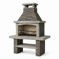 Steingrillkamin aus Beton mit Schamottesteinen Grau 200x110x75 cm