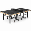 Stół do tenisa stołowego składany czarny metalowy MDF
