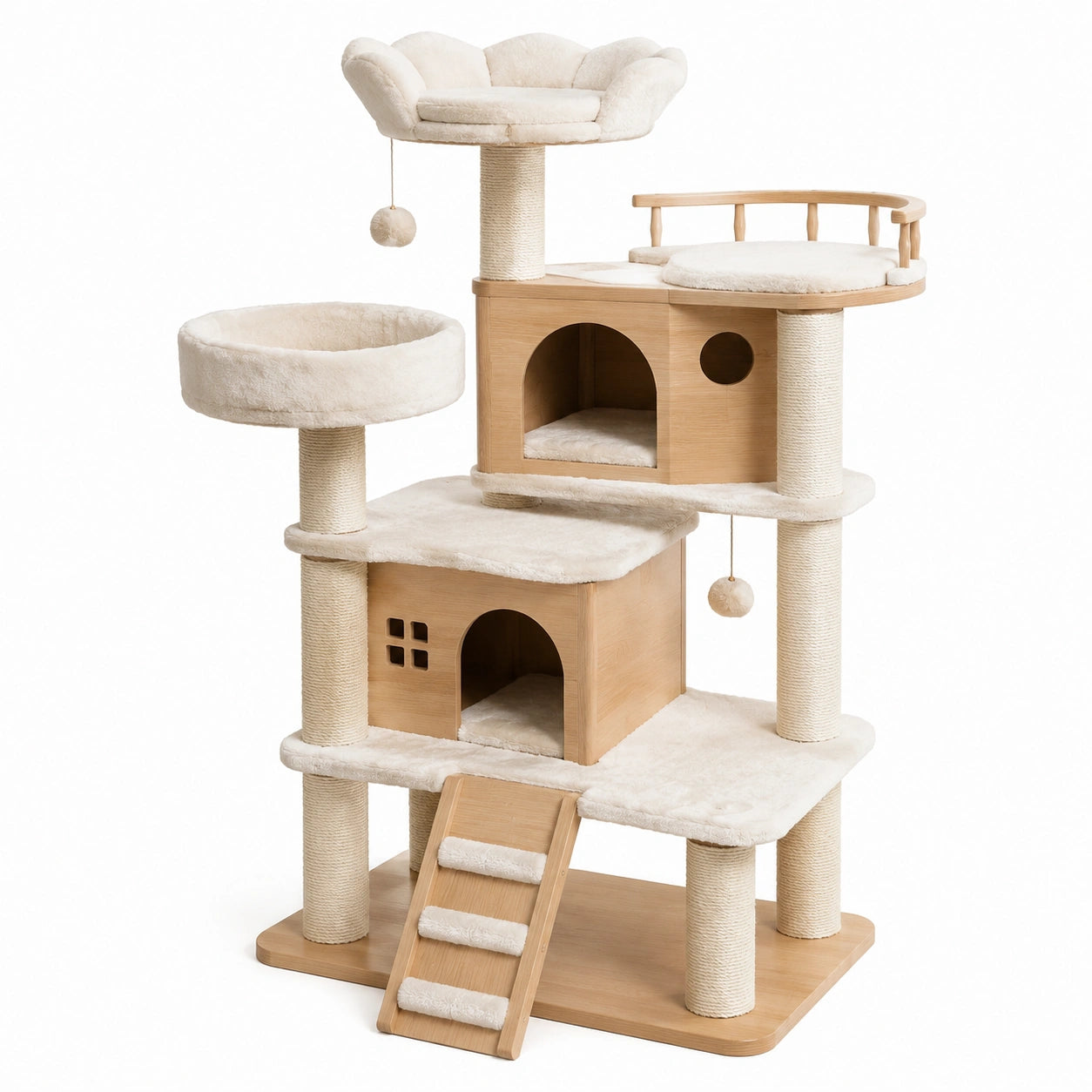 Katzenbaum mit MDF und Sisal Beige Mehrstufig